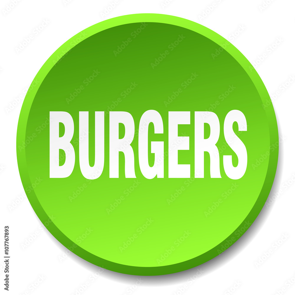 burgers green round flat isolated push button burgers green round flat isolated push button