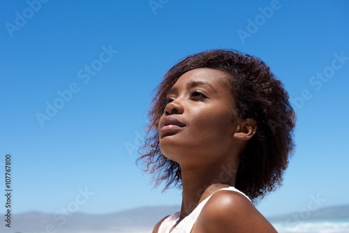 Attractive young african woman outdoors