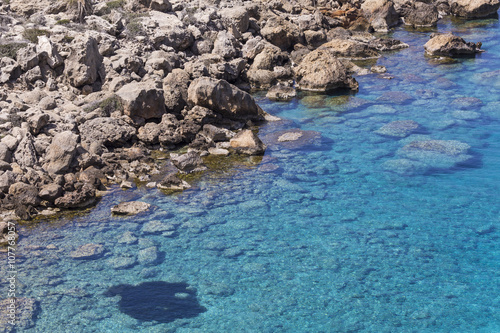 Beautiful Deep blue sea and rocks in Greece