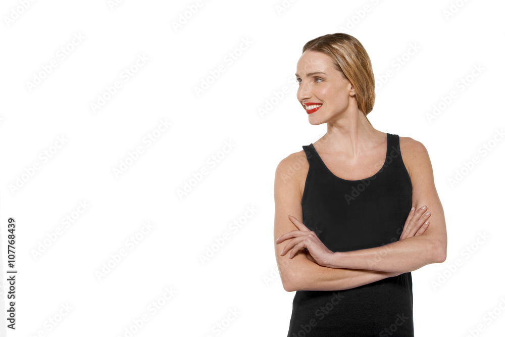 Young sporty Caucasian woman with arms crossed Young sporty Caucasian woman with arms crossed