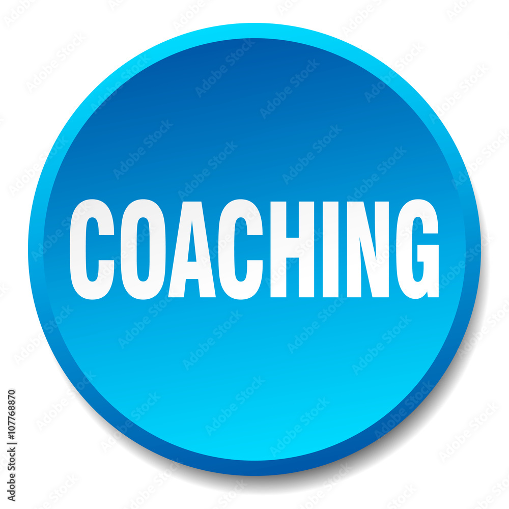 coaching blue round flat isolated push button coaching blue round flat isolated push button
