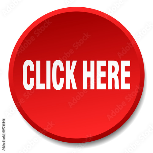 click here red round flat isolated push button