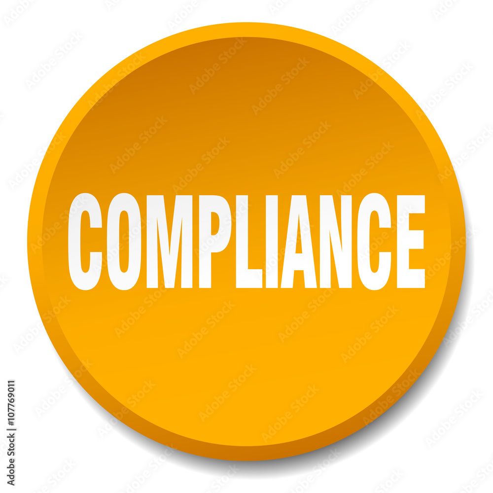 compliance orange round flat isolated push button compliance orange round flat isolated push button