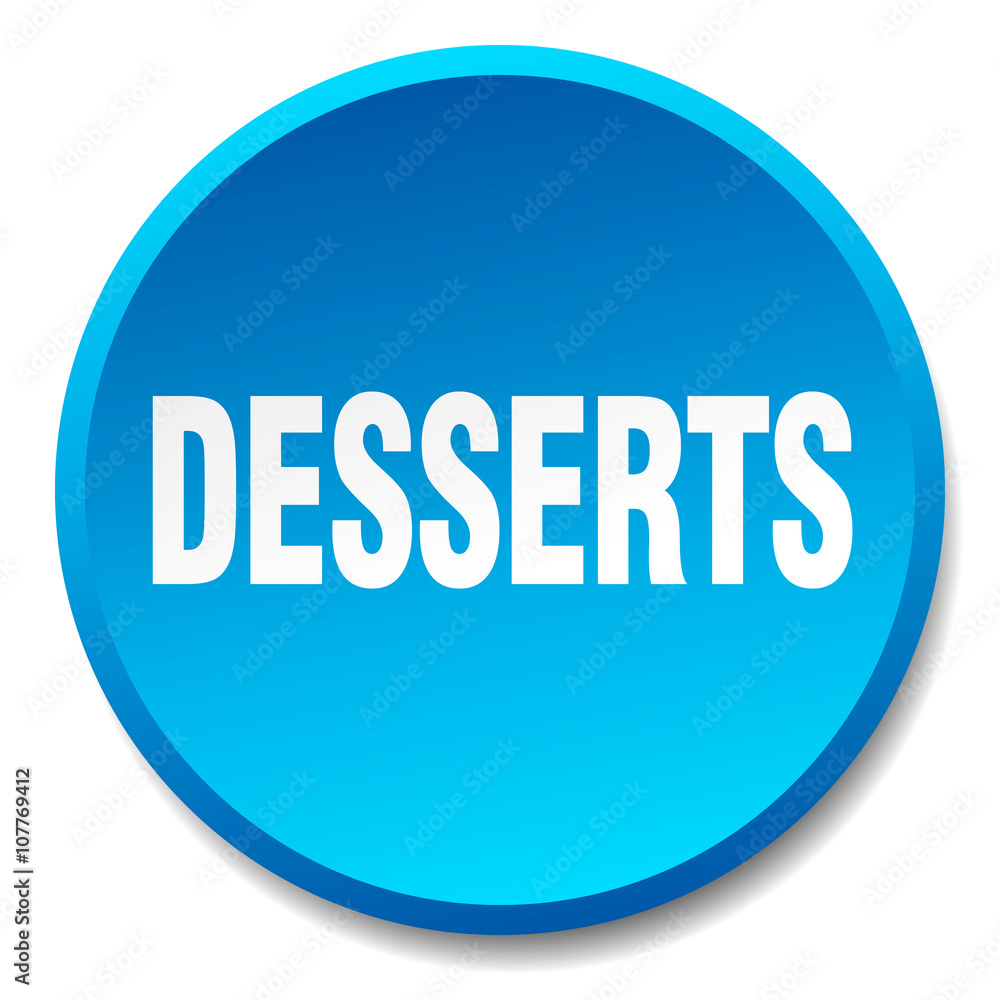 desserts blue round flat isolated push button desserts blue round flat isolated push button