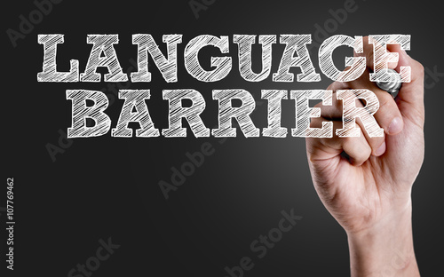 Hand writing the text: Language Barrier photo