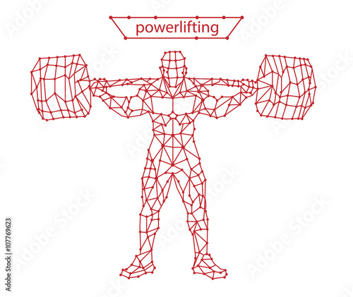 Trendy stylized illustration movement, powerlifting, line vector silhouette of powerlifting
