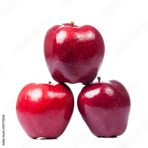 fresh red apples  isolated on white.  Red apple on white backgro © EwaStudio