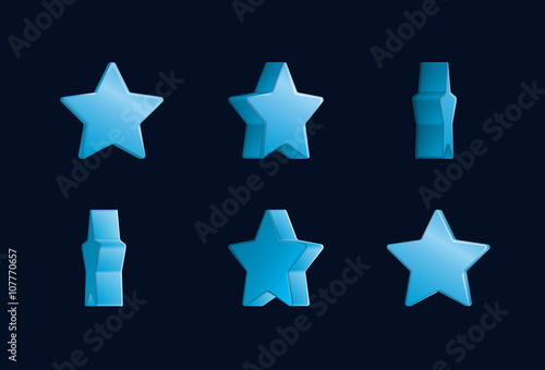 Sprite sheet effect animation of a spinning golden star sparkling and rotating. For video effects, game development