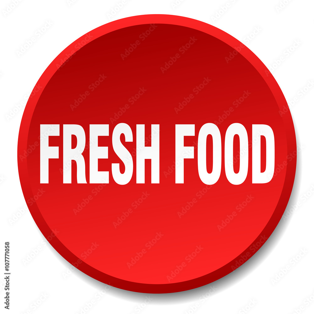 fresh food red round flat isolated push button fresh food red round flat isolated push button