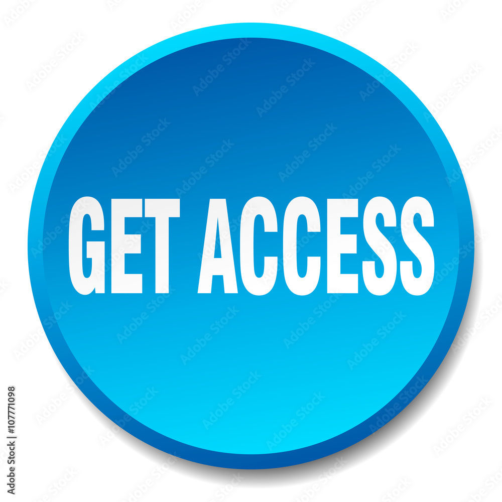 get access blue round flat isolated push button get access blue round flat isolated push button