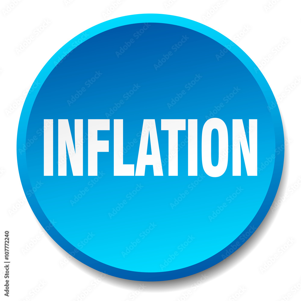 inflation blue round flat isolated push button inflation blue round flat isolated push button