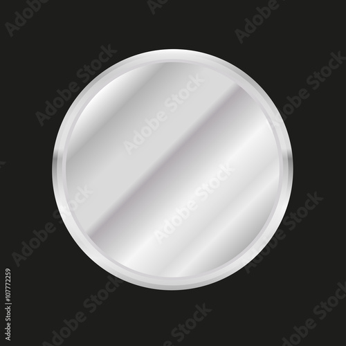 Metal circle Button or plate. Vector illustration.