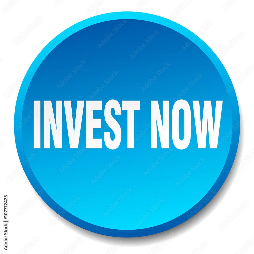 invest now blue round flat isolated push button invest now blue round flat isolated push button