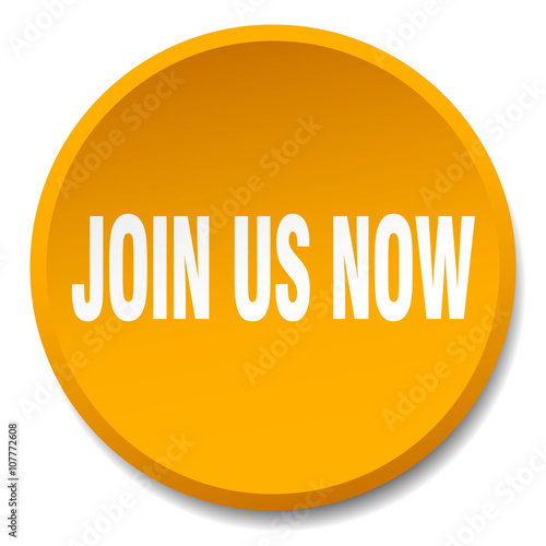 join us now orange round flat isolated push button