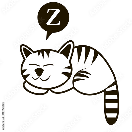 Funny outline sleeping cat vector illustration. Can be use for l