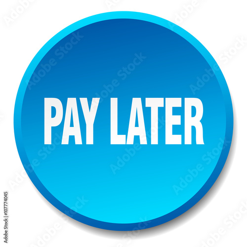 pay later blue round flat isolated push button