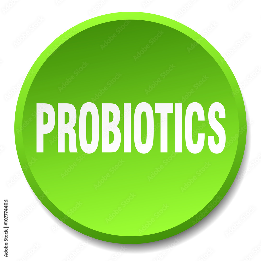 probiotics green round flat isolated push button probiotics green round flat isolated push button