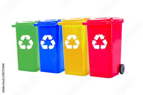 Recycle bin colorful for trash your garbage and seperate type object for reuse protect our environment.