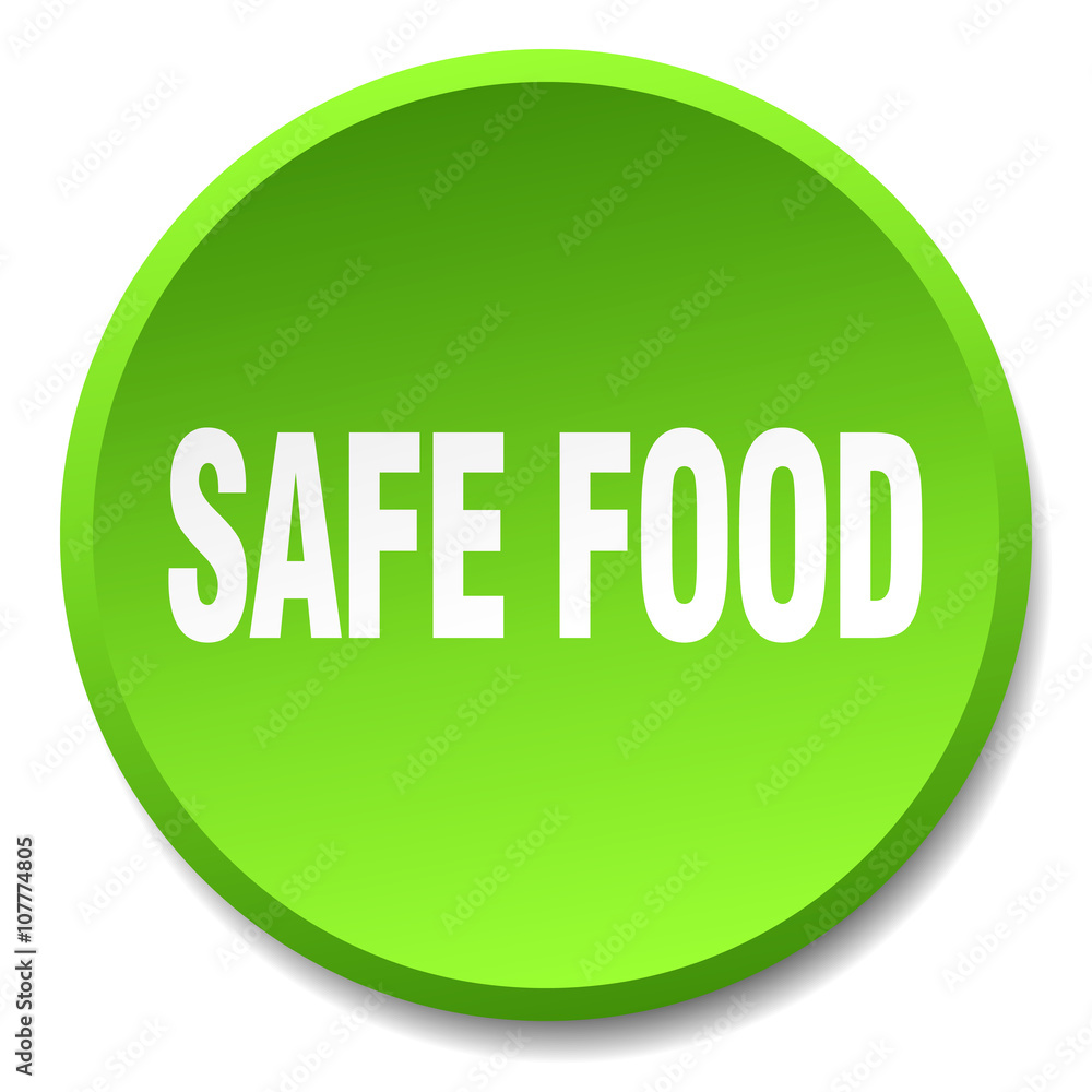 safe food green round flat isolated push button safe food green round flat isolated push button