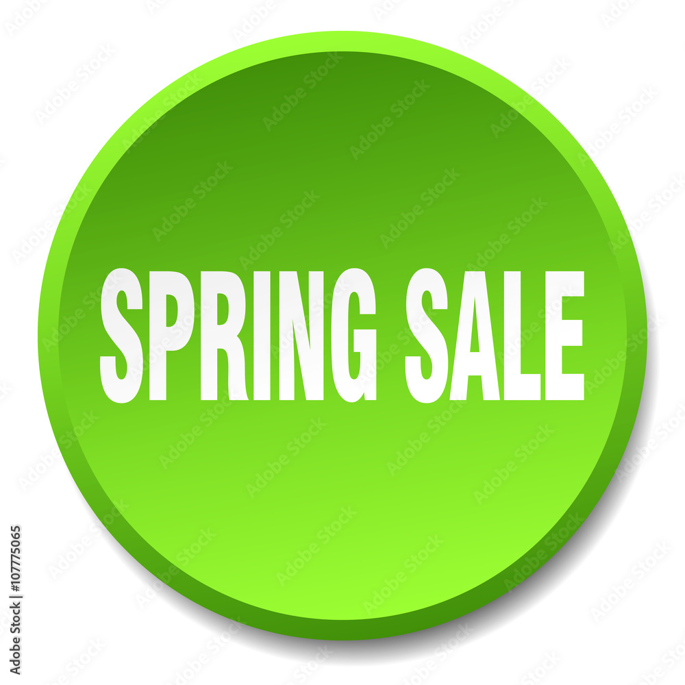 spring sale green round flat isolated push button spring sale green round flat isolated push button