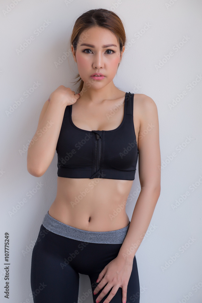Beautiful shapely woman wearing workout emotion. Beautiful shapely woman wearing workout emotion.