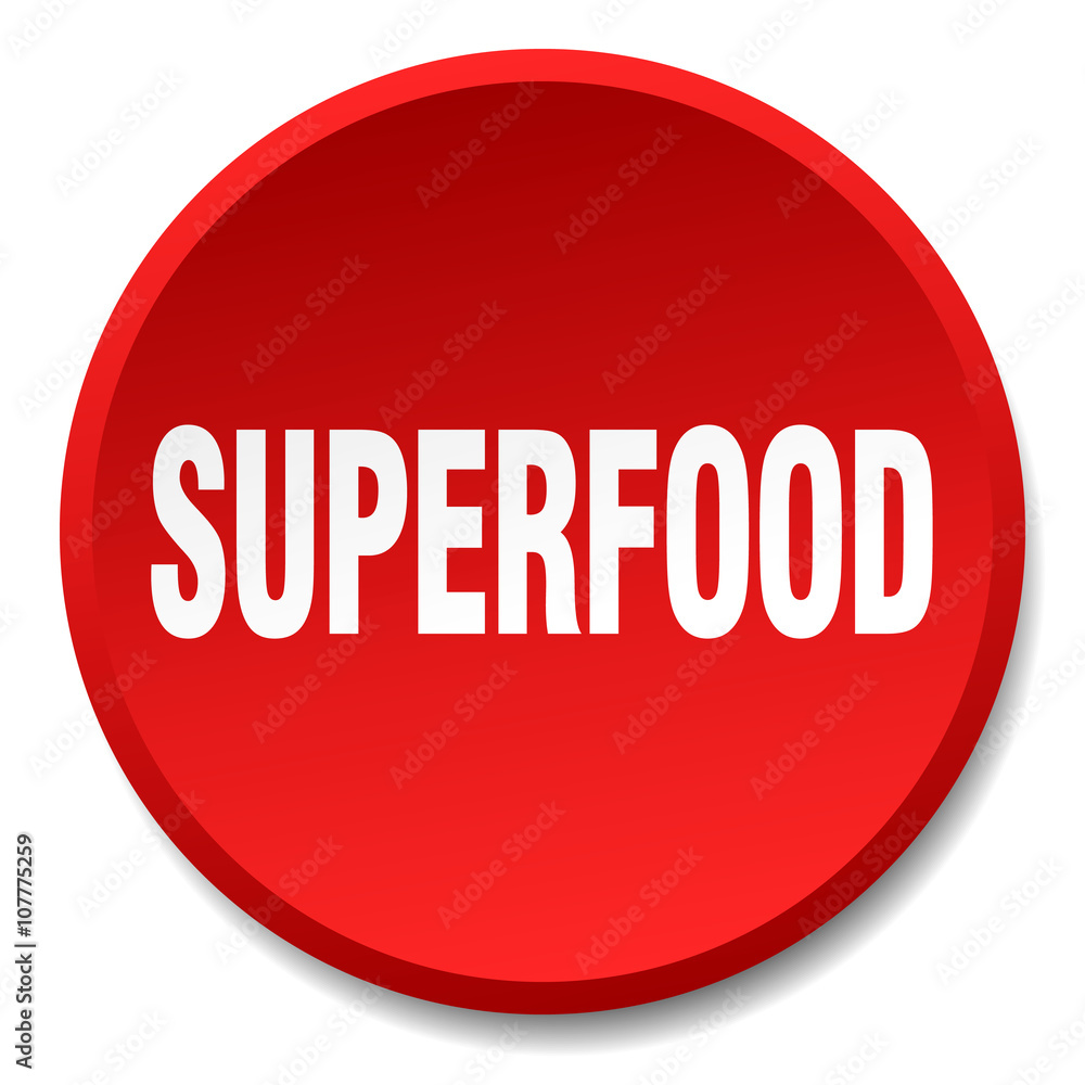 superfood red round flat isolated push button superfood red round flat isolated push button