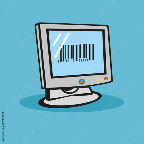 The barcode on the computer monitor. Vector.