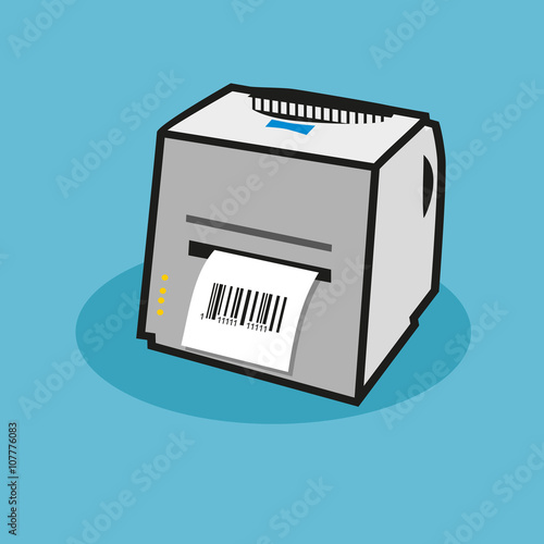 The scanner prints a receipt. Vector illustration.