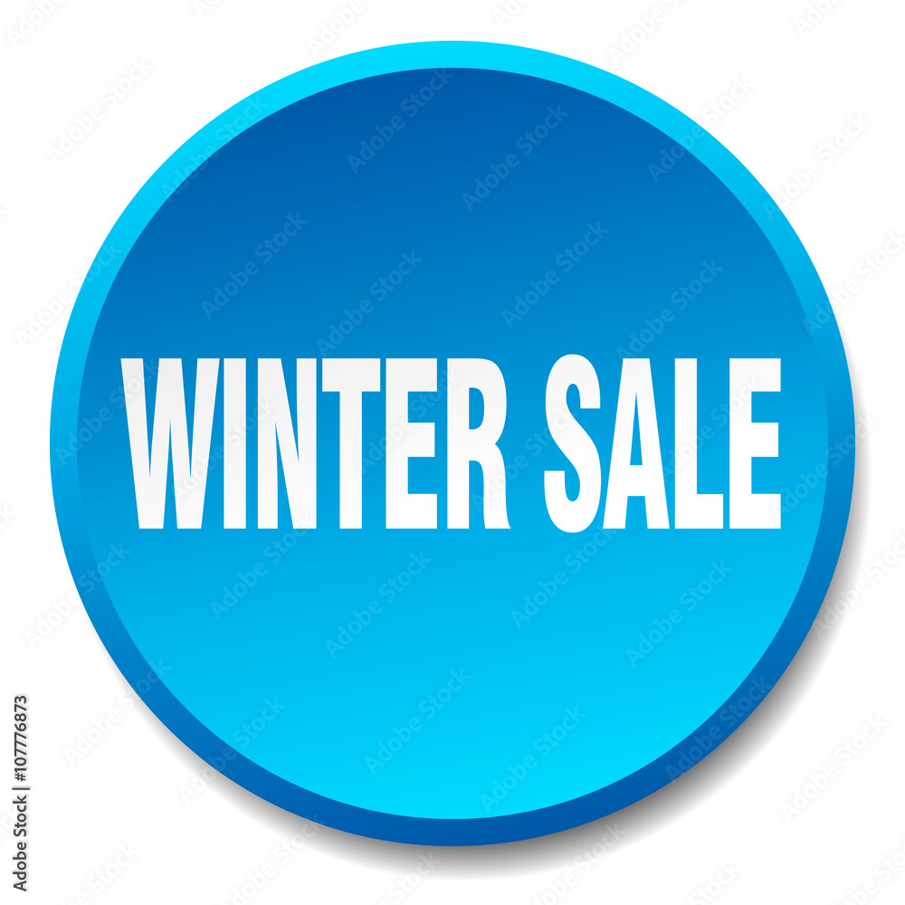 winter sale blue round flat isolated push button winter sale blue round flat isolated push button