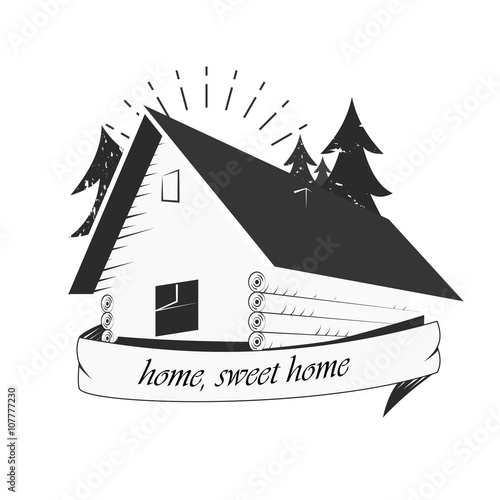 Old cabin in the woods. Sale of houses