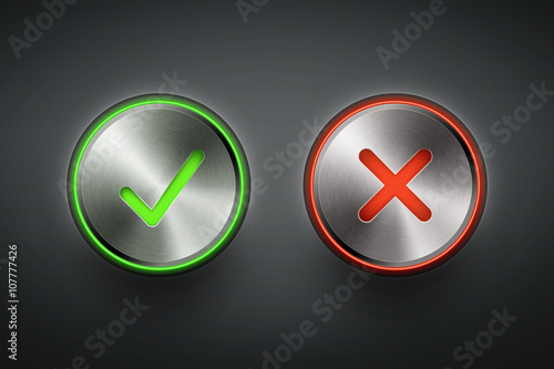 ok and cancel metal round buttons