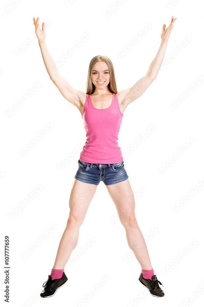 Young muscular woman posing