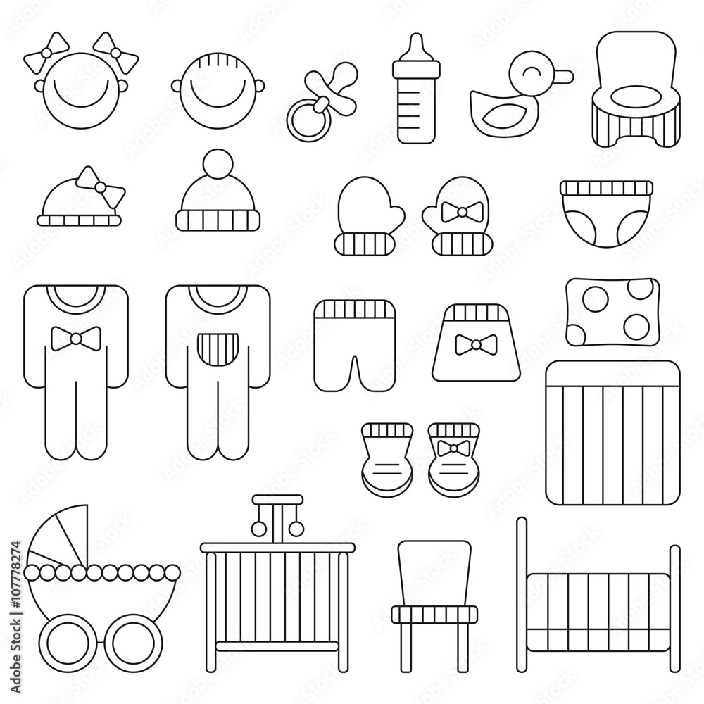 Set of baby things icon Set of baby things icon