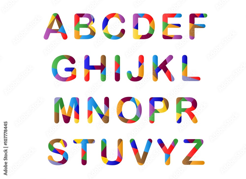 Cute candy-colored 3d alphabet