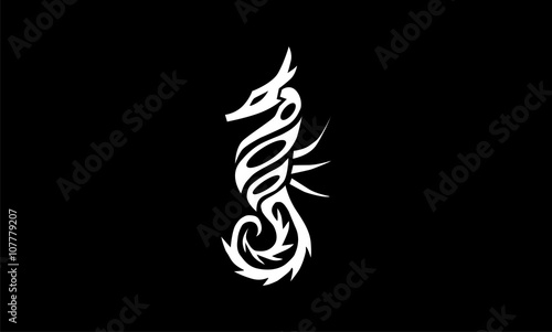 tribal sea horse decoration vector