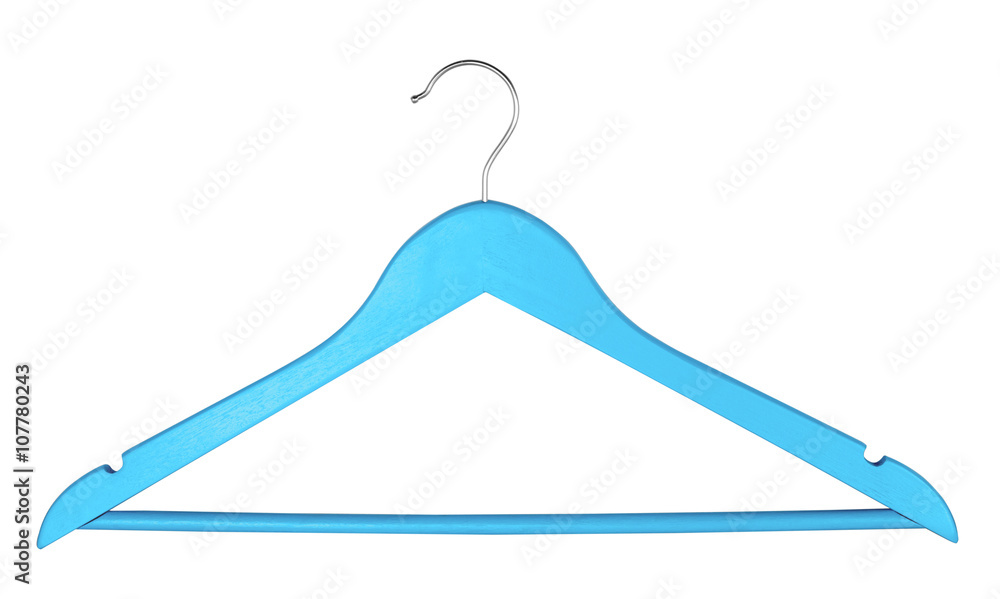 Blue coat hanger on a white background Blue coat hanger on a white background