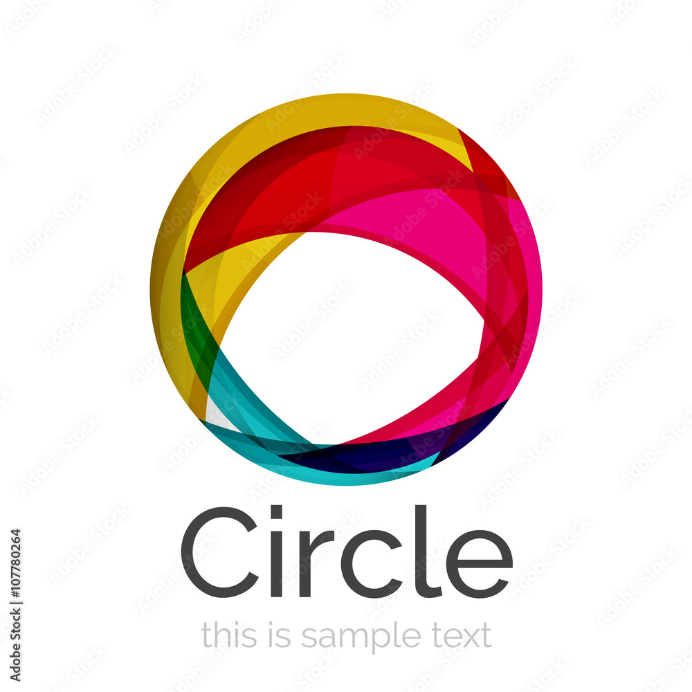 Circle logo. Transparent overlapping swirl shapes. Modern clean business icon Circle logo. Transparent overlapping swirl shapes. Modern clean business icon