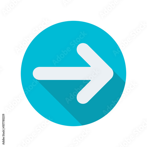 Arrow icon or sign. Flat style arrow sign with long shadow. Vector illustration. 