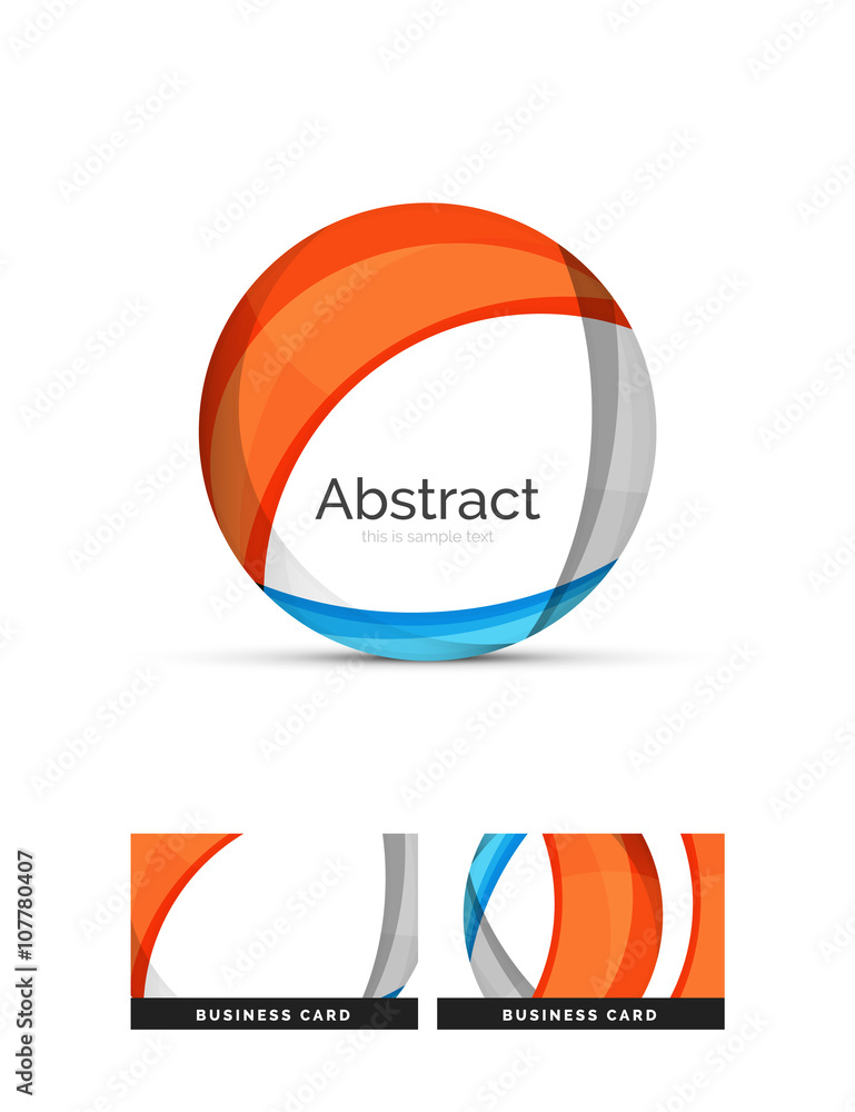 Circle logo. Transparent overlapping swirl shapes. Modern clean business icon Circle logo. Transparent overlapping swirl shapes. Modern clean business icon