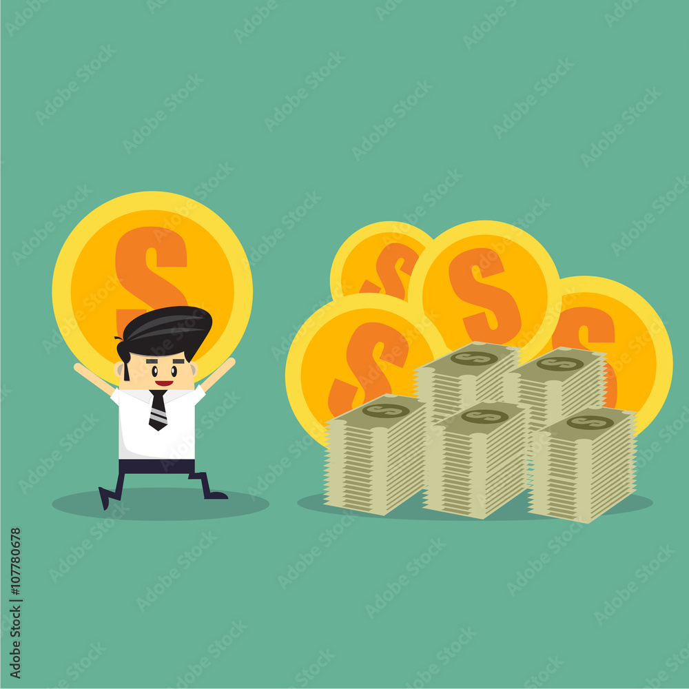 Obraz premium Business man collect money. success concept