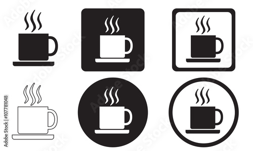 Cup of coffee icons set isolated on white background. Hot drink signs. Vector illustration.