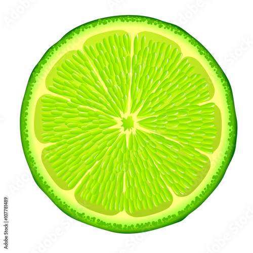 Slice of Lime isolated on white