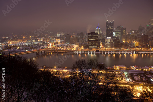 Fototapeta Naklejka Na Ścianę i Meble -  The Pittsburgh, Pennsylvania skyline at night