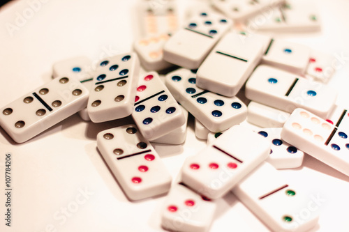 .dominoes with colored dots   isolated on white background
