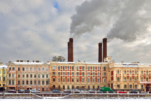 Central thermal power plant "Electric lighting of St. Petersburg" at Fontanka Embankment. This building was built in 1897-99