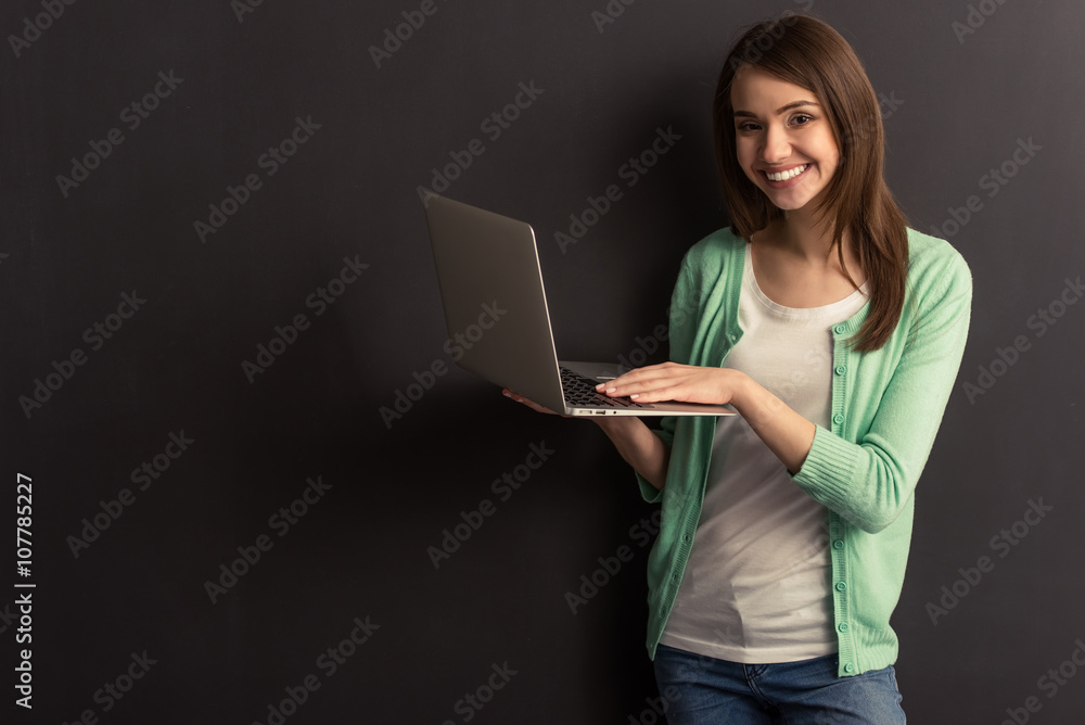 Girl with gadget Girl with gadget