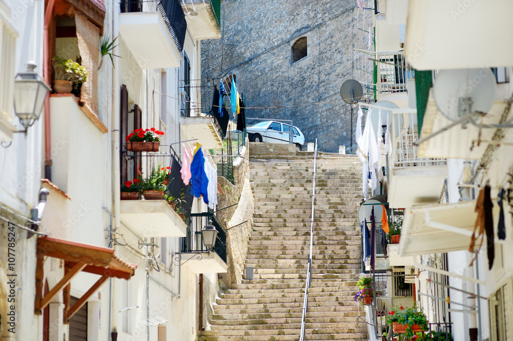 Fototapeta premium Typical medieval narrow street in beautiful town of Vieste