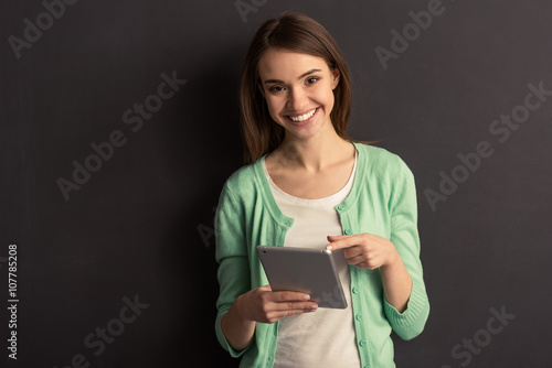 Girl with gadget