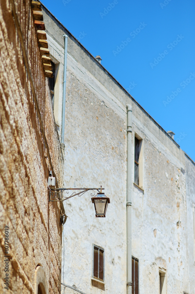 Lantern on a street of italian town