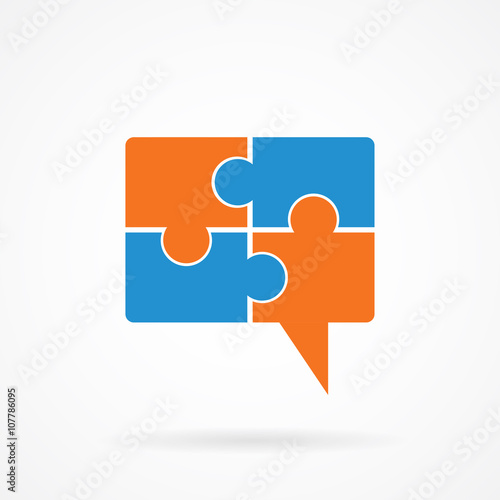 vector icon of talk or chat icon or speech bubble as puzzle.